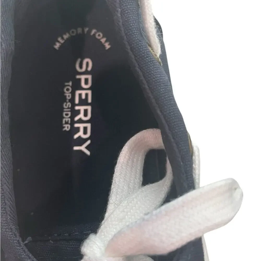✨ SPERRY Navy White Nautical Slip On Boat Shoes 8 Memory Foam ⚓ - Picture 4 of 7